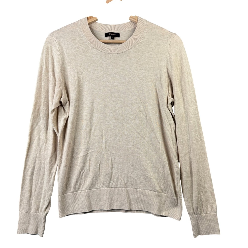 Quince Organic Cotton Cashmere Blend Crewneck Sweater Beige Small SHWDC01